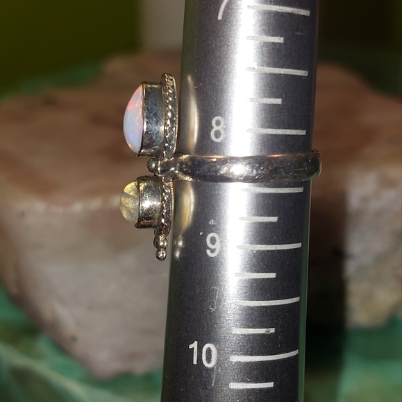Moonstone and Opal Double Stone Ring - Picture 6 of 7